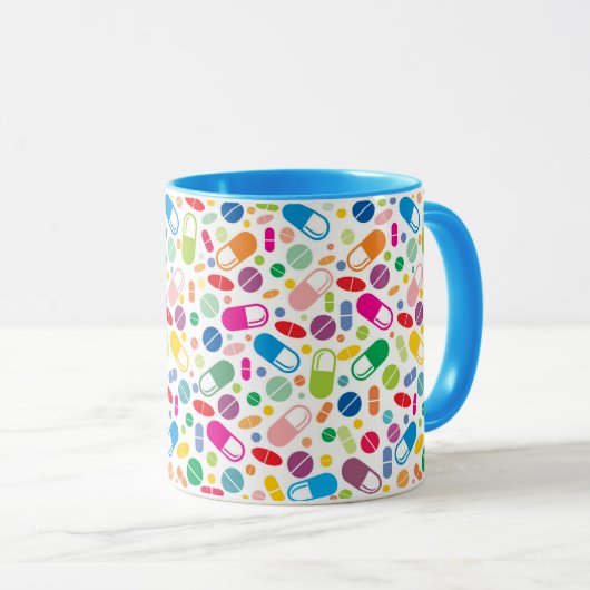 Buntes Neondrogen-Muster Tasse (VorderseiteRechts)