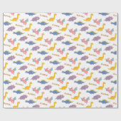 Buntes niedliches Dinosaurier-Muster für Kinder Geschenkpapier (Flach)