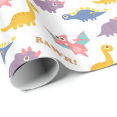 Buntes niedliches Dinosaurier-Muster für Kinder Geschenkpapier (Rolleneckpunkt)