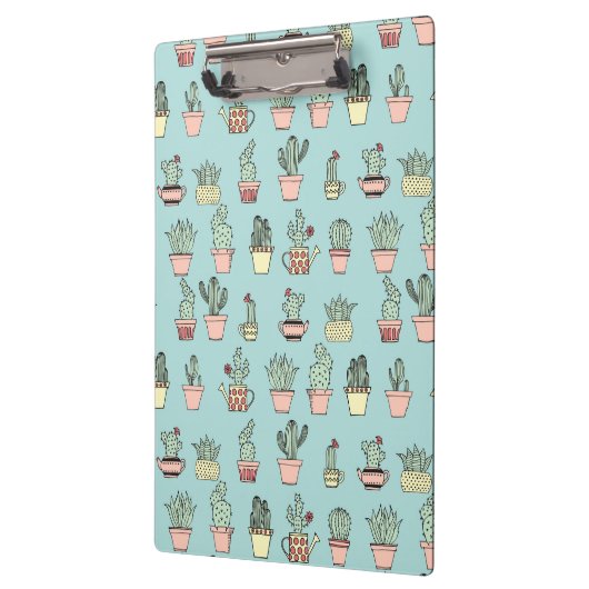 Buntes niedliches Kaktus-in der Hand gezeichnetes Klemmbrett (Links)