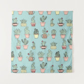 Buntes niedliches Kaktus-in der Hand gezeichnetes Wandteppich (Vorderseite (Horizontal))