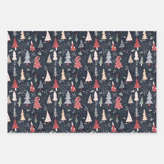 buntes niedliches Weihnachtstrickpack Set Geschenkpapier Set (Vorderseite 2)