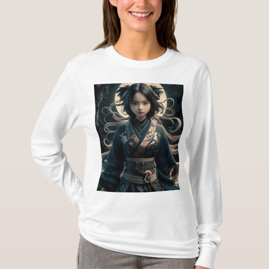 buntes Ninja Girl T - Shirt Design (Vorderseite)