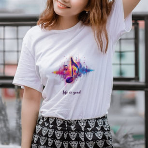 Buntes Noten T-Shirt, Leben ist gut Tri-Blend Shirt