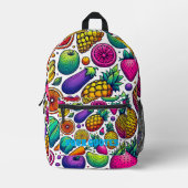 Buntes Obst- und Gemüsemuster  Bedruckter Rucksack (Vorderseite)