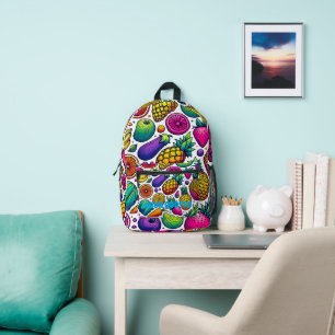 Buntes Obst- und Gemüsemuster Bedruckter Rucksack