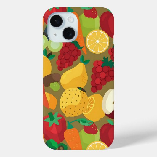 Buntes Obst- und Gemüsemuster-Handyhülle Case-Mate iPhone Hülle (Rückseite)