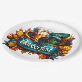 Buntes Oktoberfest Pappteller (Schrägansicht)