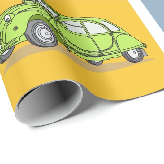 Buntes Oldtimer 2cv Ente Muster Geschenkpapier (Rolleneckpunkt)
