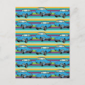 Buntes Oldtimer Citroen DS 19 Duo Postkarte (Vorderseite)