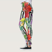 Buntes Orchideen-Blumenwatercolor-Muster Leggings (Links)