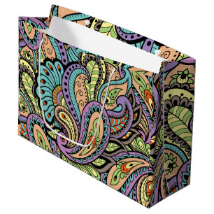 Buntes orientalisches Paisley-Muster Große Geschenktüte