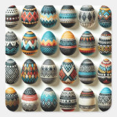 Buntes Ostereier Quadratischer Aufkleber (Vorderseite)