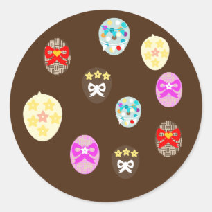 Buntes Ostereier Runder Aufkleber