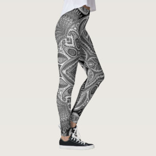 Buntes Paisley in Schwarzweiss Leggings
