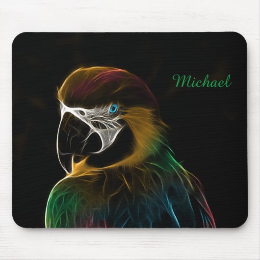 Buntes Papageien-Fraktal Digital Mousepad (Vorne)