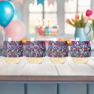 Buntes Party-Glas-Set Lustiges Geburtstags-Trink Weinglas Ohne Stiel