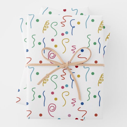 Buntes Party-Konfetti-Muster Geschenkpapier Set (Beispiel)