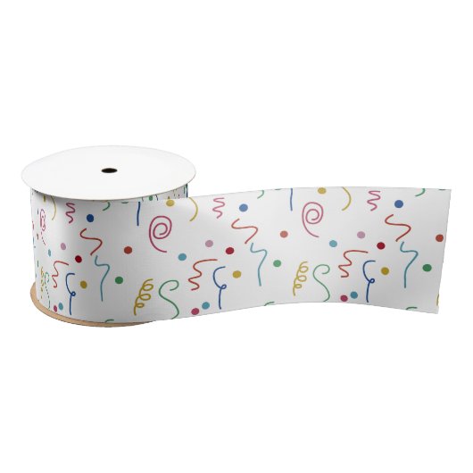 Buntes Partykonfetti-Muster Satinband (Spule)