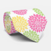 Buntes Pastelldahlie-Blumenmuster Krawatte (Gerollt)