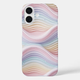 Buntes, pastellfarbenes, wellenförmiges abstraktes iPhone 16 hülle