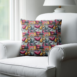 Buntes Patchwork-Hundemuster Kissen