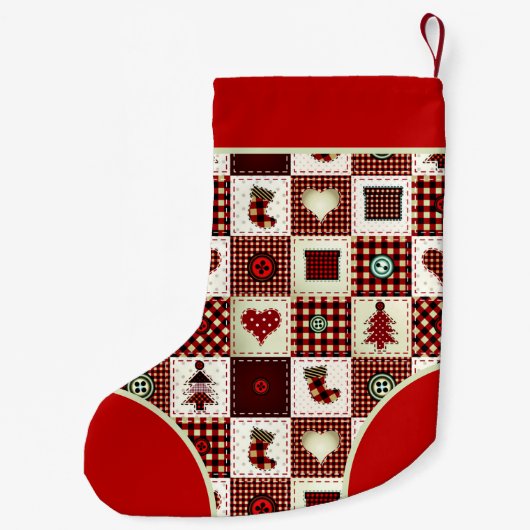 buntes Patchwork Kleiner Weihnachtsstrumpf (Rückseite)