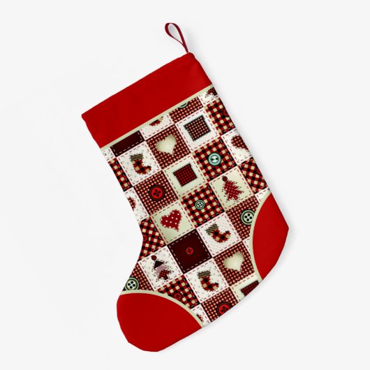 buntes Patchwork Kleiner Weihnachtsstrumpf (Rückseite (Hängend))