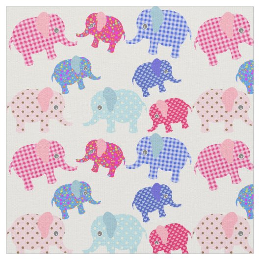 Buntes Patchwork-Retro Elefant-Druck-Gewebe Stoff (Nahaufnahme)