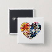 Buntes Patchwork-Steppdecken-Herz Button (Vorne & Hinten)
