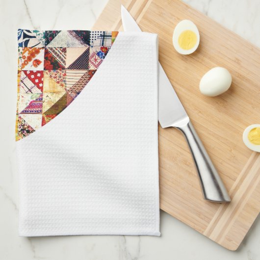 Buntes Patchwork-Steppdecken-Herz Handtuch (Viertel Falte)