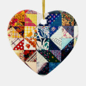 Buntes Patchwork-Steppdecken-Herz Keramikornament (Vorne)