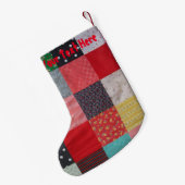 buntes Patchworkgewebe mit niedlichem Snowmanspaß Kleiner Weihnachtsstrumpf (Rückseite (Hängend))