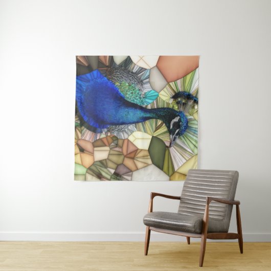 Buntes Pfauenmosaikband Wandteppich (Beispiel (Horizontal))