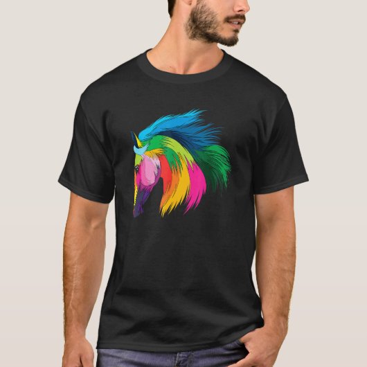 Buntes Pferd Abstrakt Buntes Pferd T-Shirt (Vorderseite)