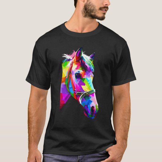 Buntes Pferd Grafik 2 T-Shirt (Vorderseite)