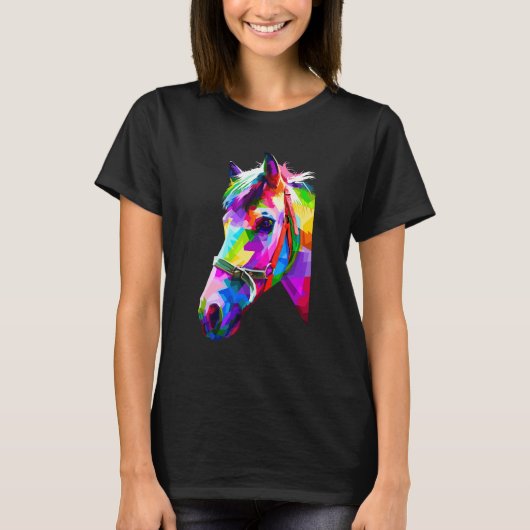 Buntes Pferd Grafik 4 T-Shirt (Vorderseite)