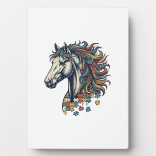Buntes Pferd-Puzzleteil Vintage-Stich T-Shirt Fotoplatte