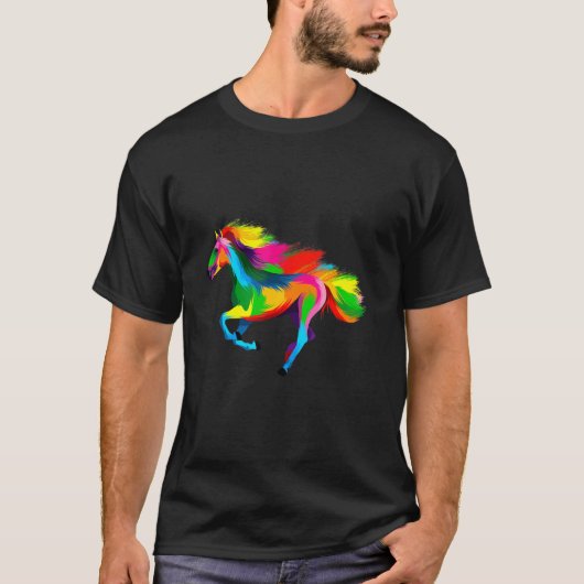 Buntes Pferd T-Shirt (Vorderseite)