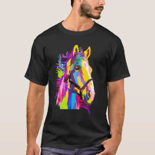 Buntes Pferdekopf-Pop-Style T-Shirt