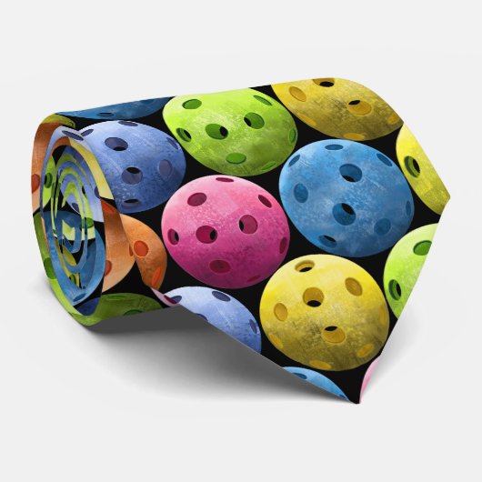 Buntes Pickleball Muster Krawatte (Gerollt)