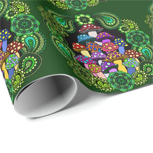 Buntes Pilz-Packpapier Geschenkpapier (Rolleneckpunkt)