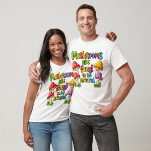 Buntes Pilzdesign, leuchtende Waldpilze T-Shirt