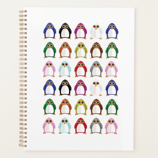 Buntes Pinguin-Muster Süß Kawaii Lustig Planer (Vorderseite)