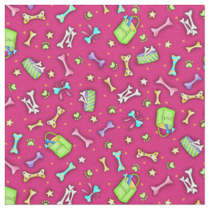 Buntes pinkfarbenes rosa Hundeknochen-Kunst-Muster Stoff