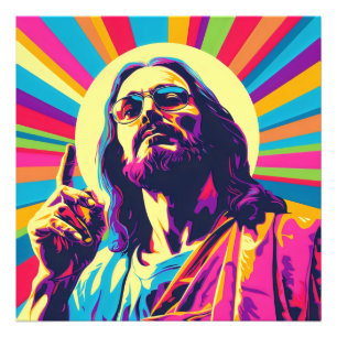 Buntes Pop Art Cool Jesus Fotodruck