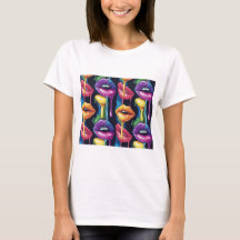 Buntes Pop-Art-Lippen-T-Shirt – Kühne & Künstleris