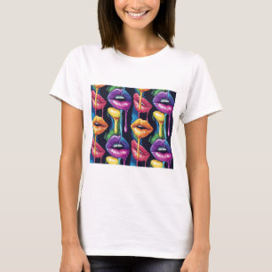 Buntes Pop-Art-Lippen-T-Shirt – Kühne & Künstleris T-Shirt