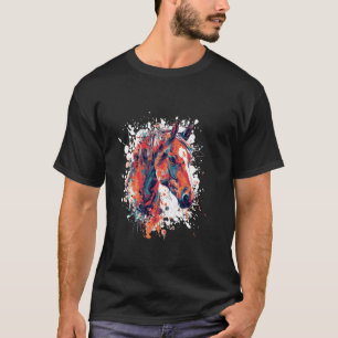 Buntes Pop-Art-Porträt eines Pferdes, Tierkopf T-Shirt