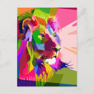 Buntes prismatisches Pop-Art-Design mit Löwe Feiertagspostkarte